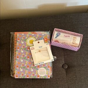 Floral Notebook and necklace Set